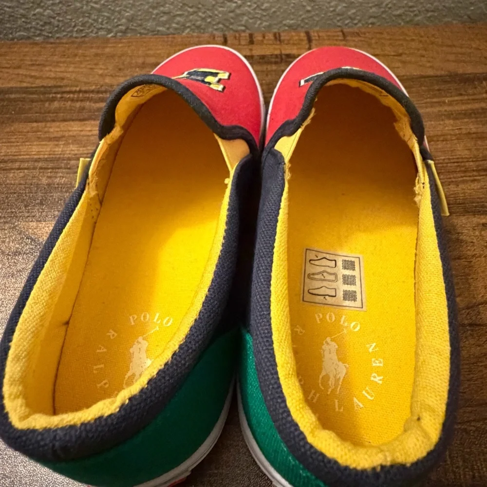 Polo Ralph Lauren Shoes Kids 3 Landyn Slip On P-Wing Logo Patch Canvas Preppy